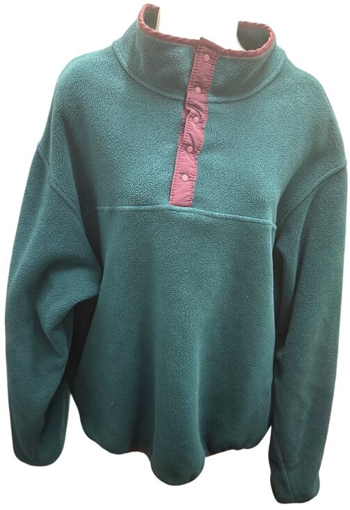 Lands' End Sweaters - Vintage Lands End Fleece Pullover Sweatshirt Large USA Green T-Snap Outdoor